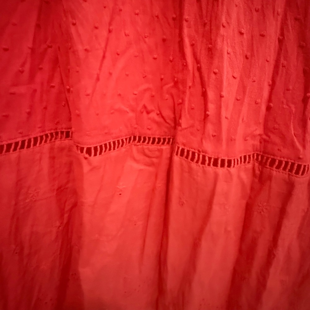 Solitaire CORAL Eyelet Smocked Maxi Dress Flutter Sleeve Boho Womens Large - Picture 5 of 15